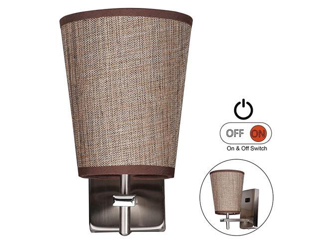 LED RV Fabric Light Fixture with Flared Wall Sconce Shade Wall Mount LED Decor Lamp Bedside Reading Light with Switch 12V DC Interior Light for