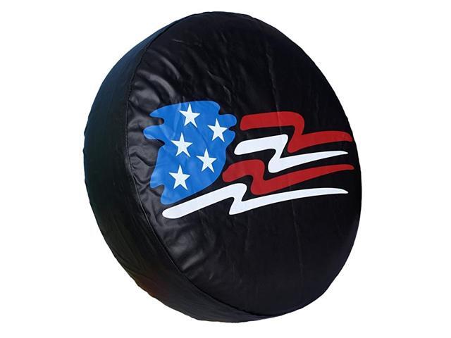 Spare Tire Cover PVC Leather Waterproof Dust-Proof American Flag Rv Wheel Covers for Jeep Liberty Wrangler SUV Camper Travel Trailer Accessories