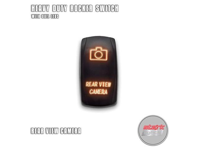 REAR VIEW CAMERA - Orange - 5-PIN Laser Etched LED Rocker Switch Dual Light - 20A 12V ON/OFF