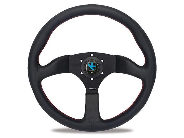 Universal 350mm Classic Steering Wheel 6 Bolt Steering Wheel with Black Perforated Leather