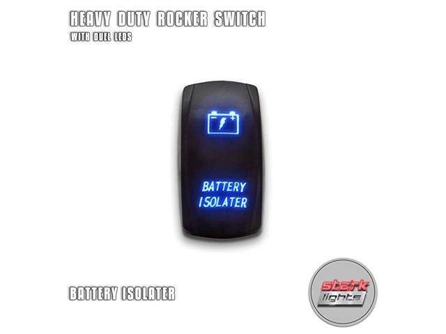 BATTERY ISOLATER - Blue - 5-PIN Laser Etched LED Rocker Switch Dual Light - 20A 12V ON/OFF
