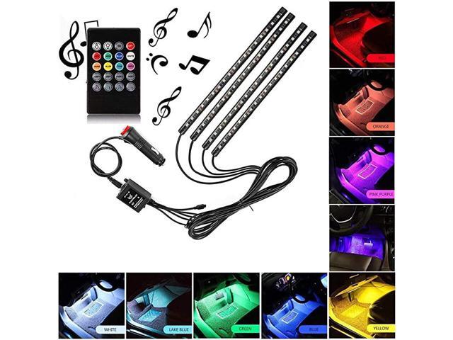 Car LED Strip Light 4pcs 72 LED DC 12V Multicolor Music Car Interior Light LED Under Dash Lighting Kit with Sound Active Function and Wireless