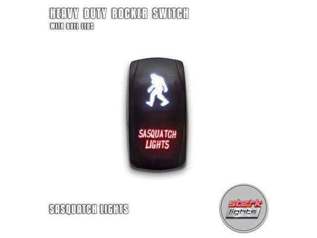 SASQUATCH LIGHTS - White/Red - 5-PIN Laser Etched LED Rocker Switch Dual Light - 20A 12V ON/OFF