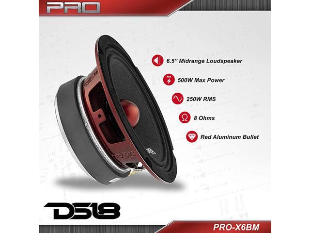 PROX6BM Loudspeaker 65 Midrange Red Aluminum Bullet 500W Max 250W RMS 8 Ohms Premium Quality Audio Door Speakers for Car or Truck Stereo Sound