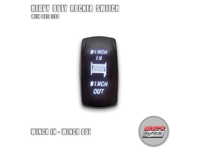 Winch in Winch Out - White - 7-PIN Momentary Winch in Out Rocker Toggle Switch Waterproof Black Shell/ON-Off-ON DPDT Illuminated Rocker Switch for