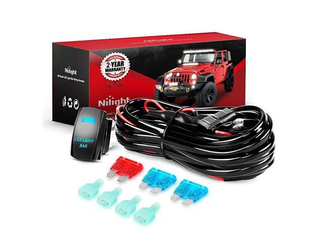10011W 16AWG Wiring Harness Kit2 Leads LED Light Bar 12V OnOff 5 Pin Rocker Switch Power Relay Blade Fuse for Jeep Boat Trucks 2 Years Warranty