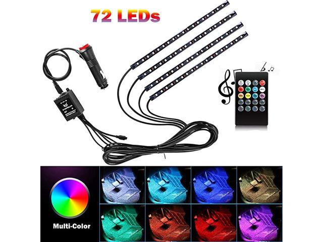 Interior Lights 4pcs 8 Color RGB 72 LEDMulticolor Music LED Strip Lights Atmosphere Lights LED Strip for TV with Sound Active Function Wireless