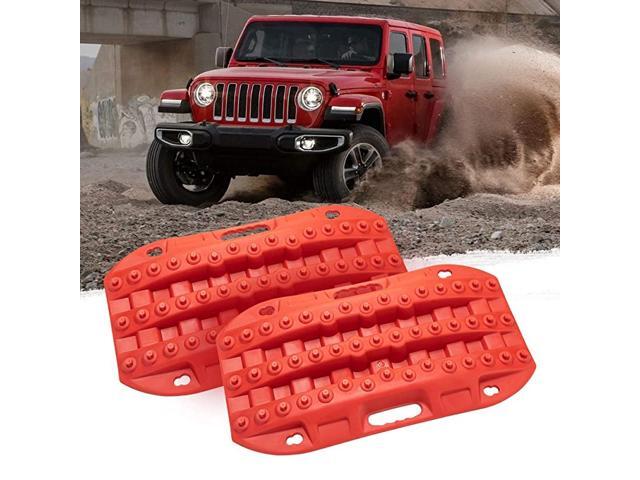 Off-Road Traction Boards 2 Pcs Recovery Tracks Traction Mat for 4X4 Jeep Mud Sand Snow Traction Ladder-Red Tire Traction Tool