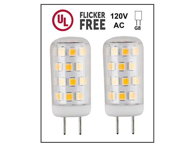 UL-Listed G8 LED Light Bulb (Shorter 35mm Length) 2-Pack 2 Watt 220 Lumen NOT Dimmable Warm White 3000K 360° Beam Angle 20W Equivalent JCD
