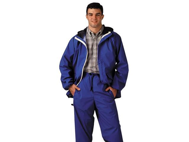 S662115X 2 Piece PVC/Nylon Zipper Front Plain Pants with Attached Hood Size 5X Royal Blue