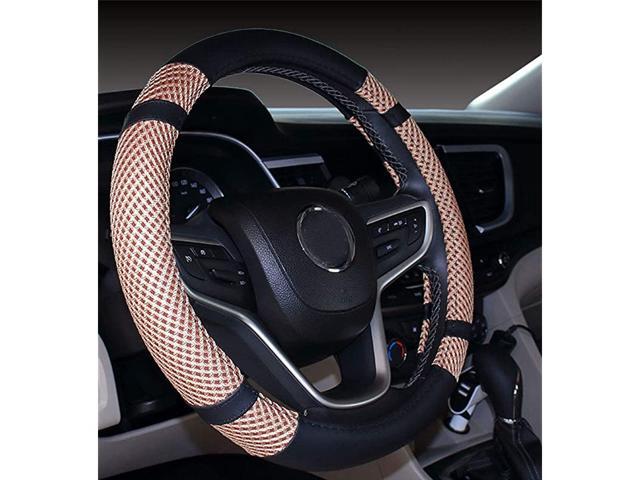 Leather and Viscose Universal Breathable Anti-Slip Odorless Steering Wheel Cover (14