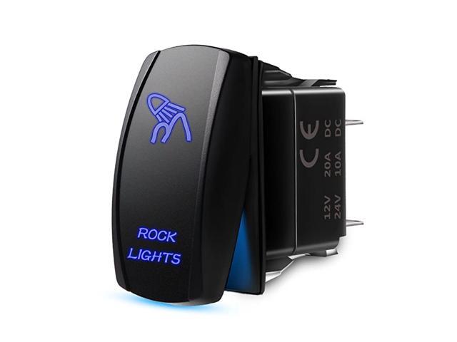 Blue ROCK LIGHTS Rocker Switch Kit- On/Off Blue LED Light 20A 12V (LS083501JL)