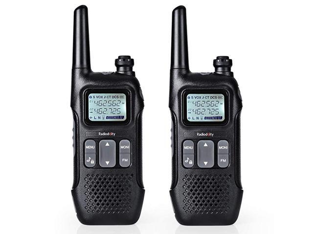FS-T1 FRS Two-Way Radio Long Range License-Free Walkie Talkies NOAA 22 Channels 154 Privacy Codes with Earpiece USB Charging 2 Pack