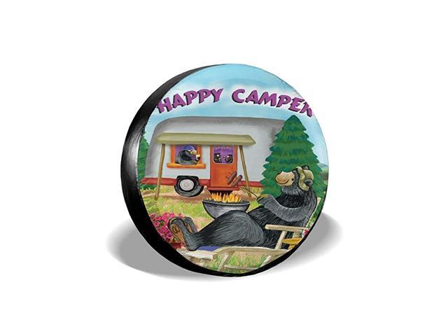 Happy Camper Spare Tire Covers Potable Dirt Protector Wheel Covers Weather-Proof for Trailer RV SUV Truck Camper Travel Trailer Accessories 14 15
