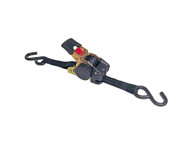 34415 Pro Series Black Retractable Ratcheting Tie-Down Strap (Pack of 2 1' x 10')
