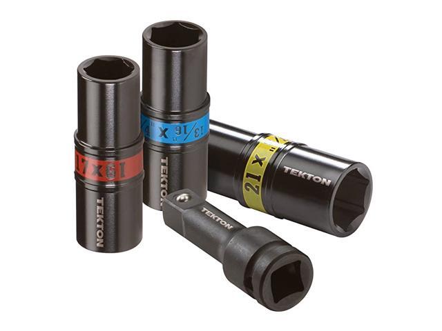 4950 1/2-Inch Drive Lug Nut Service Tool Flip Impact Socket Set Inch/Metric 4-Piece