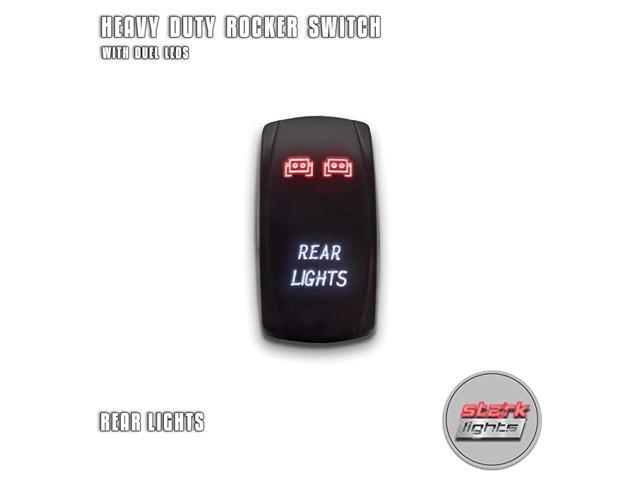 REAR LIGHTS - Red/White - 5-PIN Laser Etched LED Rocker Switch Dual Light - 20A 12V ON/OFF