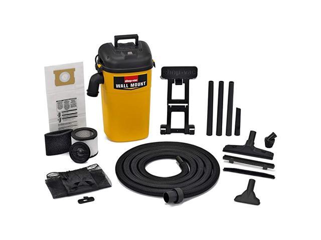 3942300 5 Gallon 40 Peak HP Wall Mount Wet/Dry Vacuum Yellow/Black Hands-Free Vacuum with Accessories Type AA Cartridge Filter & Type CC Foam