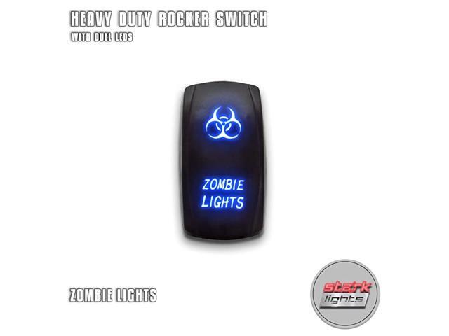 ZOMBIE LIGHTS - Blue - 5-PIN Laser Etched LED Rocker Switch Dual Light - 20A 12V ON/OFF