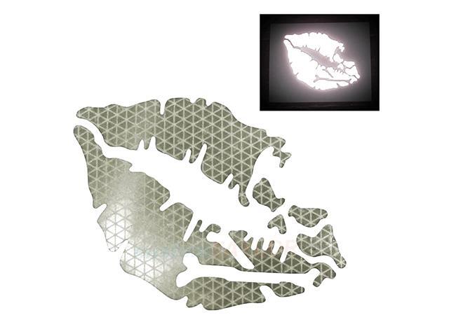 High Intensity Reflective Vinyl Death Kiss Skull Crossbones Lips Decal Bumper Sticker - Cars Motorcycles Helmets Wind Screens laptops