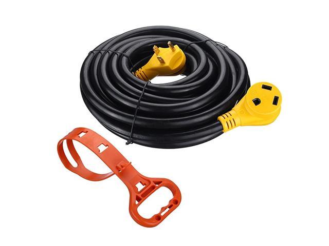 30ft 30Amp Heavy Duty RV Extension Cord Easy Unplug Design with Cord Organizer 10 Gauge ETL Listed