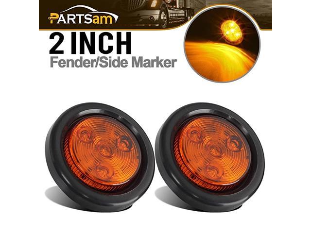 2pcs Amber Led Light Trailer 2quot RoundwPlug amp Grommet Marker 4 LED