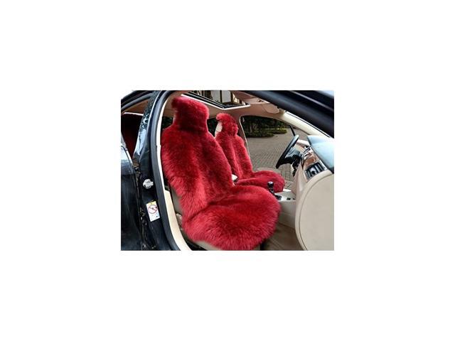 A Pair Genuine Sheepskin Car Seat Covers Luxury Fur Long Wool Car 2 Front Seat Covers Set Winter Warm Universal White Grey