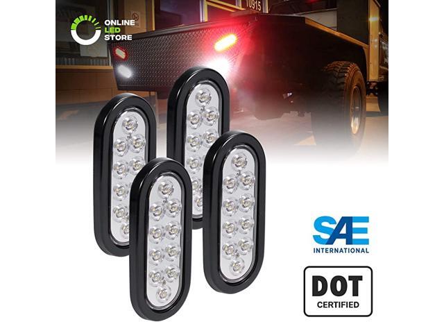 6quot White Oval LED Reverse Trailer Tail Light Kit DOT FMVSS 108 SAE 2 R Grommet amp Plug Included IP67 Waterproof Back Up Signal Trailer Lights