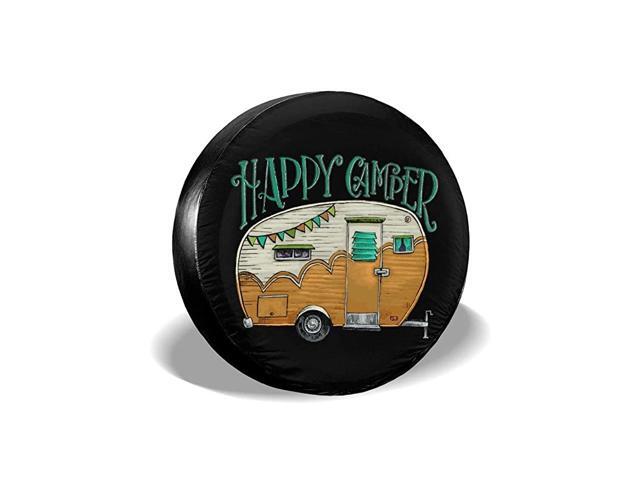 Happy Camper Spare Tire Covers Potable Dirt Protector Wheel Covers Weather-Proof for Trailer RV SUV Truck Camper Travel Trailer Accessories 14 15
