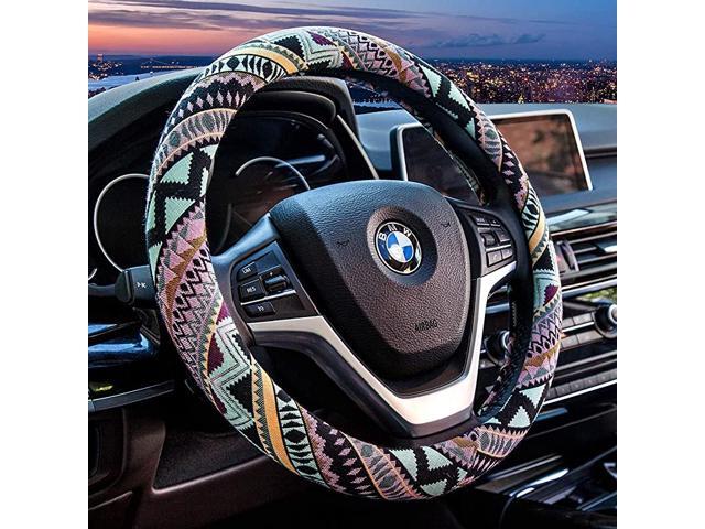 Maya Universal 15 inch Steering Wheel Covers with Cloth for Women