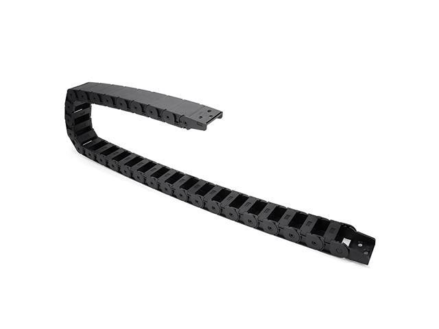 R38 18mm x 37mm Black Plastic Semi Closed Cable Drag Chain Wire Carrier 1M Length