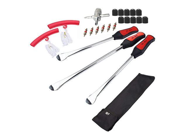 Tire Spoons Lever Motorcycle Dirt Bike Lawn Mower Tire Changing Tools with Bag 1x145 inch 2x11 inch Tire Irons 2X Rim Protectors 1x Valve Stems
