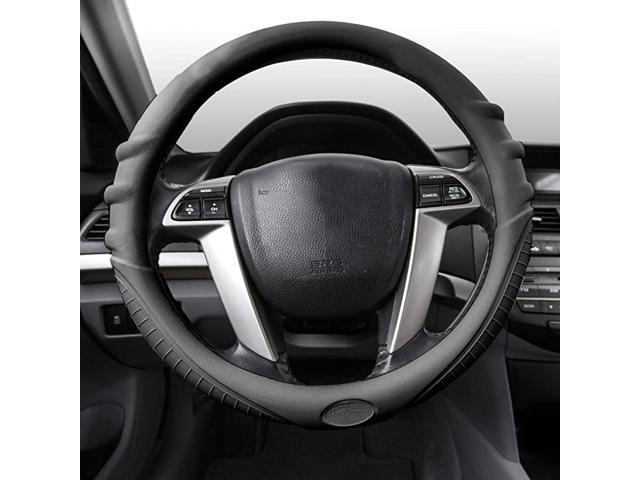 FH3003BLACK Black Steering Wheel Cover (Silicone W Grip & Pattern Massaging grip Black Color-Fit Most Car Truck Suv or Van)