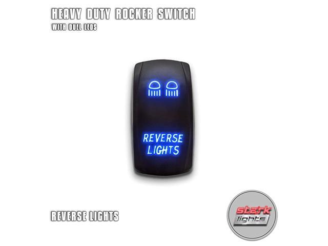 REVERSE LIGHTS - Blue - 5-PIN Laser Etched LED Rocker Switch Dual Light - 20A 12V ON/OFF
