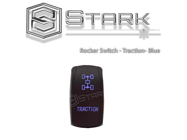 TRNCTION Wording for Traction - Blue - 5-PIN Laser Etched LED Rocker Switch Dual Light - 20A 12V ON/OFF