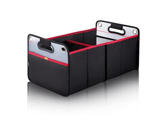 Trunk Organizer Collapsible Auto Trunk Organizer Storage Portable Grocery go Container with Two Large Compartments for SUV Vehicle Truck Home