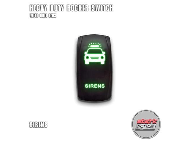 SIRENS - Green - 5-PIN Laser Etched LED Rocker Switch Dual Light - 20A 12V ON/OFF