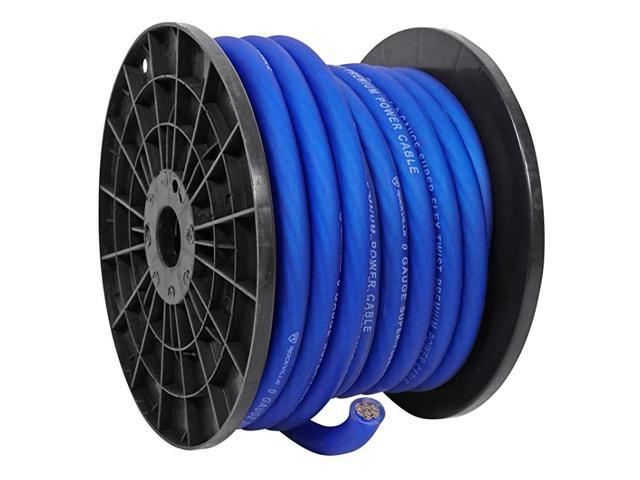 R0G50BLUE 0 Gauge 50 Foot Spool Blue Car Amp Power+Ground Wire Cable