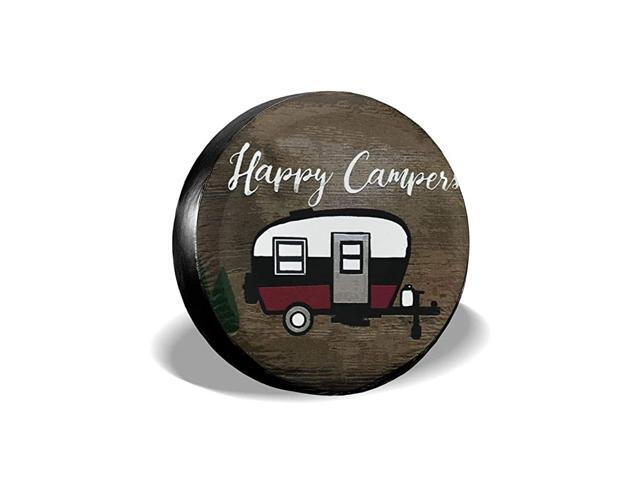 Happy Camper Spare Tire Covers Potable Dirt Protector Wheel Covers Weather-Proof for Trailer RV SUV Truck Camper Travel Trailer Accessories 14 15