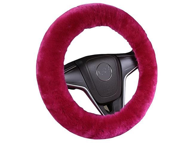 Car Stretch-on Steering Wheel Cover Soft Australian Natural Sheepskin Luxurious Wool Vehicle Non-slip Wheel Cushion Protector Available for 35cm-43cm