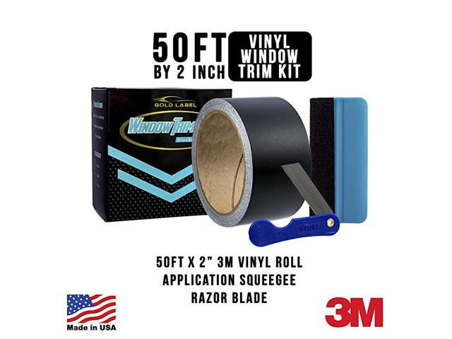 3M Black Out Trim Chrome Delete Vinyl Wrap Kit 25ft Roll of 3m Scotchprint 1080 Felt Edge Squeegee and Razor Blade Included (Gloss 2')