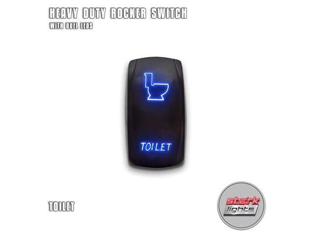 TOILET - Blue - 5-PIN Laser Etched LED Rocker Switch Dual Light - 20A 12V ON/OFF