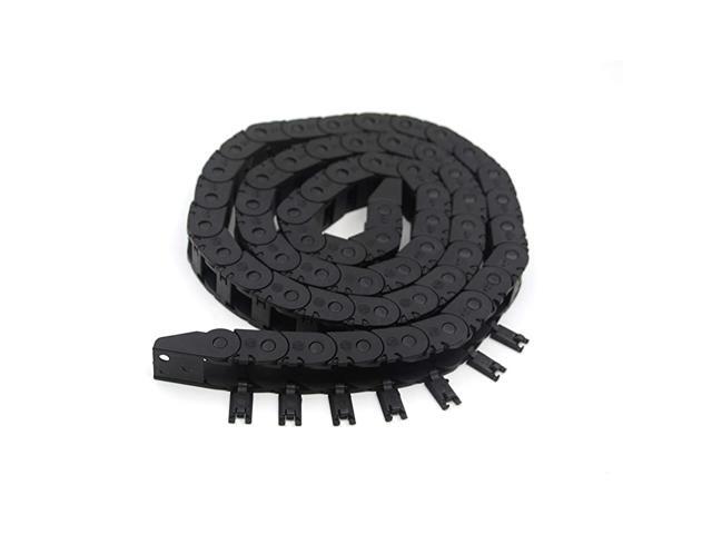 10mm x 11mm Length 1Meter Black Plastic Open Type Cable Wire Carrier Drag Chain Towline R18 for 3D Printer and CNC Machines (10mmx11mm-Outside Open)