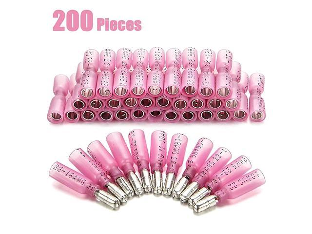200PCS Heat Shrink Bullet Connectors - Heat Shrink Female & Male Spade Connectors & Bullet Connectors Insulated Waterproof Marine Crimp