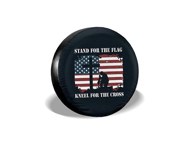 for The Flag Kneel for The Cross Spare Tire Cover Waterproof DustProof for Jeep Trailer RV SUV Truck Wheel