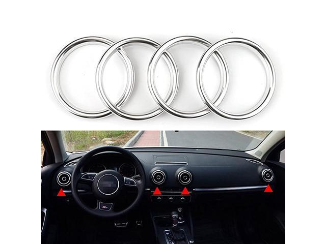 4pcs Chrome Car Auto AC Air Condition Vent Outlet Decoration Ring Cover Trim Compatible with Audi A3 8V [Silver]