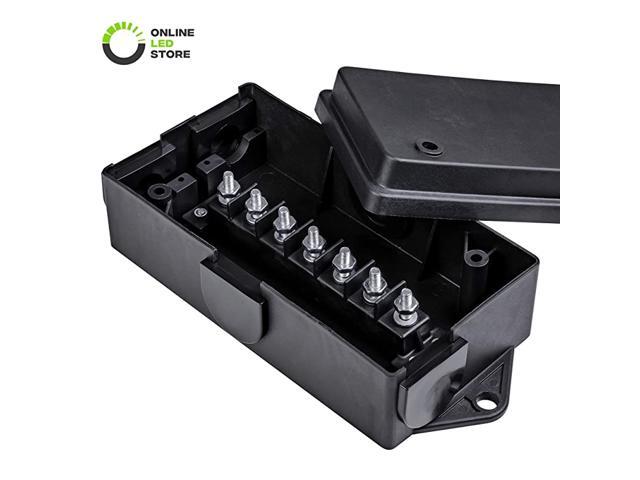 7-Gang Electrical Junction Box for Trailer Wiring [Steel Studs] [Solid Build] [Waterproof] 7 Way Trailer Wire/Cable/Cord Connection Box for RV