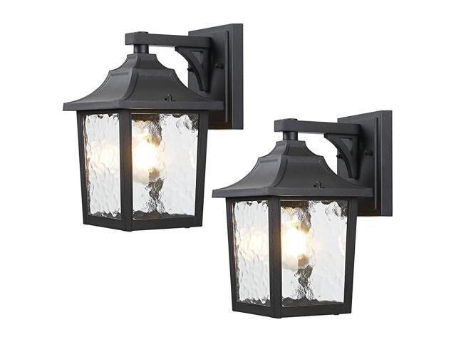 Outdoor Wall Light Wall Scones Exterior Sconce 2 Pack Wall Mount Porch Lamp Fixture Rustproof Waterproof Matt Black Front Door Lantern with Water