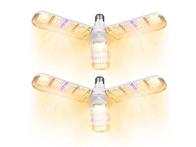 2 Pack 150w LED Grow Light Bulb with 414 LEDs Foldable Sunlike Full Spectrum LED Grow Bulb Plant Light Bulb for Hydroponic Indoor Garden