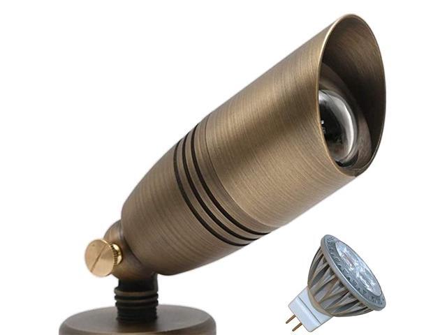 Low Voltage Antique Brass Uplight Landscape Lighting Fixtures Outdoor Tree Lights Included Free 2700K Warm White MR16 LED Bulb
